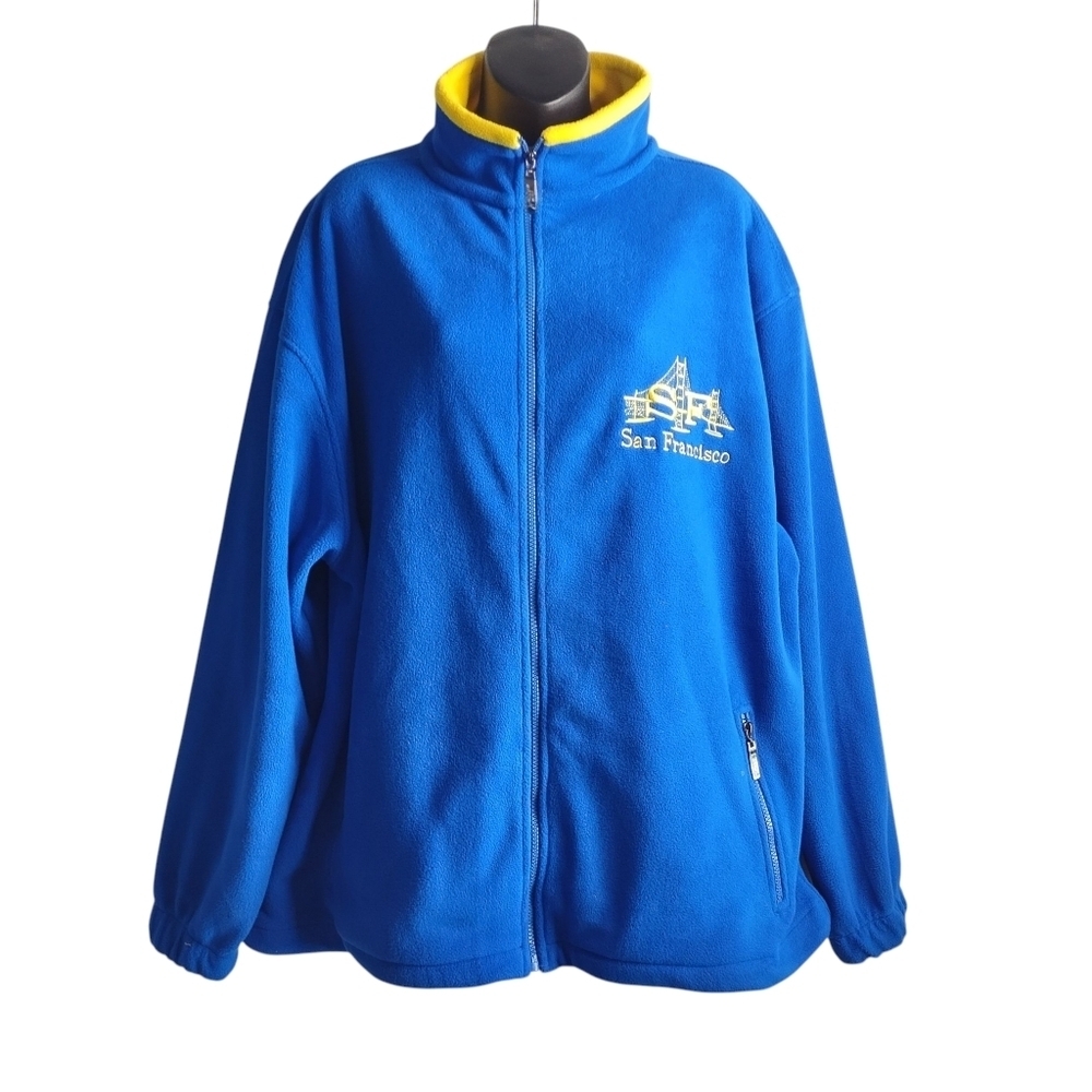 Vintage Lanza San Francisco Blue Fleece Size XL Full Zip Jacket Sweatshirt